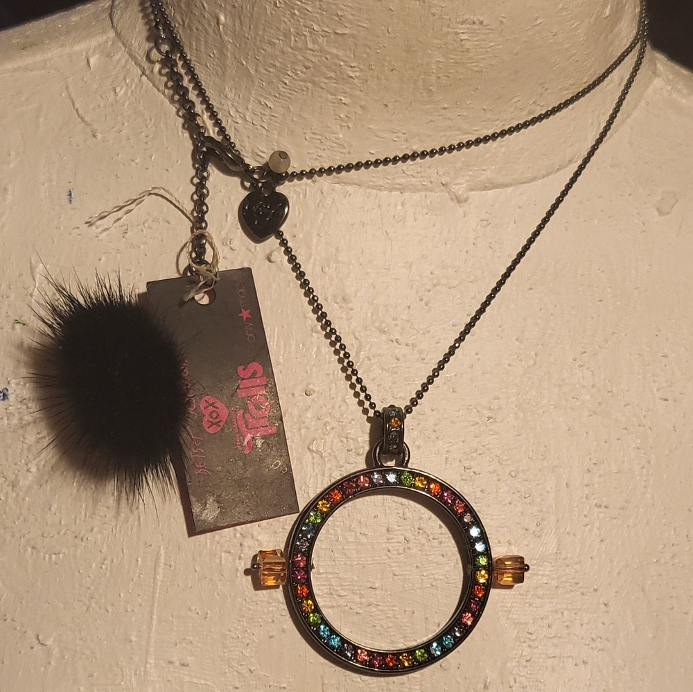 NWT RARE Betsey Johnson Colorful Circle Pendant NecklaceRARE TROLLS COLLAB 2016